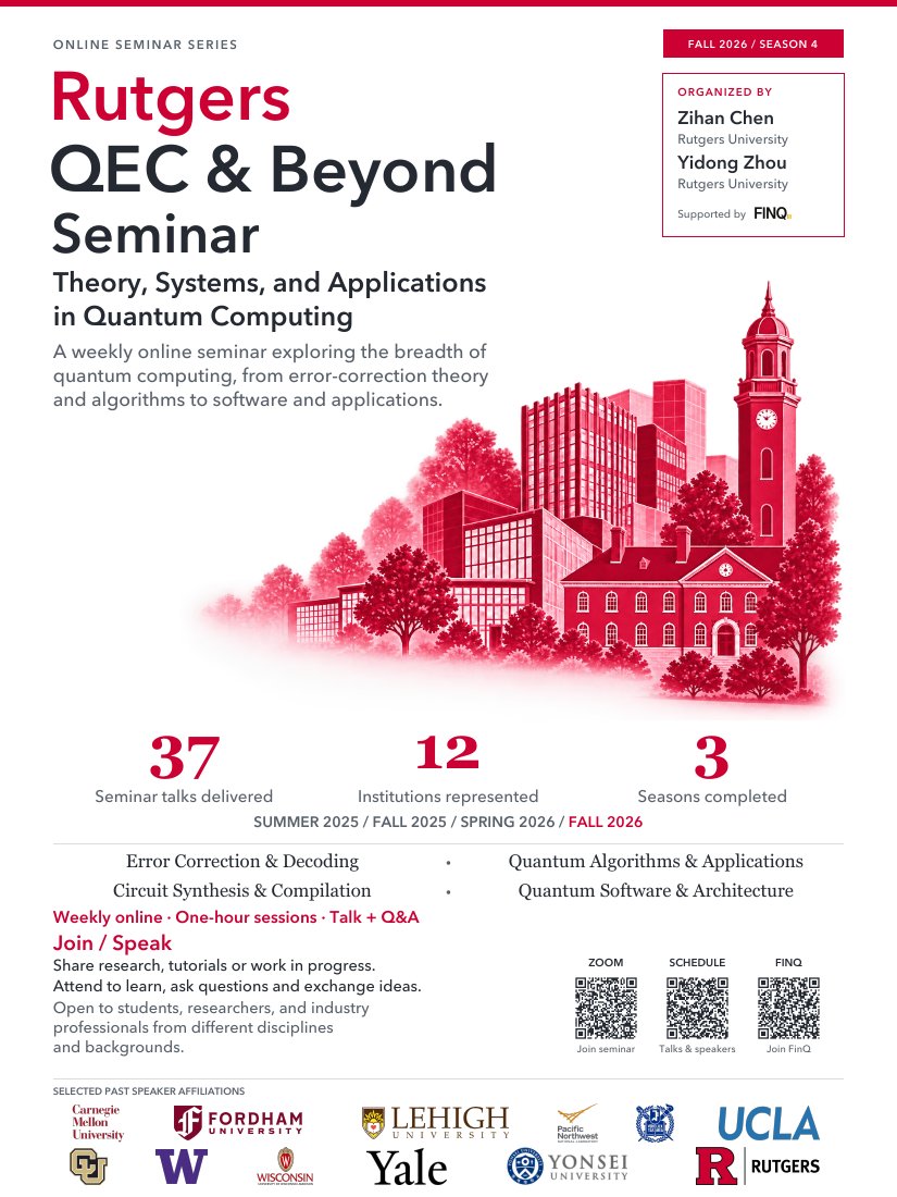 Rutgers QEC and Beyond Seminar overview poster